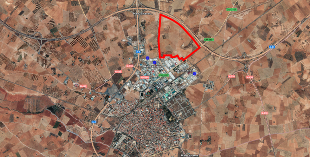 Foto satélite donde se muestra en el centro el área de la actuación.