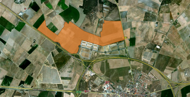 Foto satélite donde se ve la actuación al noroeste de la ciudad de Tordesillas